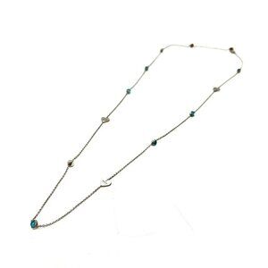 GUCCI Blue Topaz Heart chain long Necklace SV925 Silver
